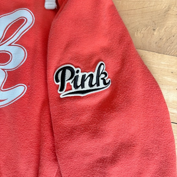 PINK Victoria’s Secret orange medium 3/4 zip hoodie sweatshirt - Picture 3 of 5
